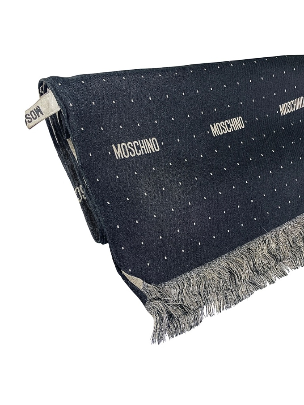 Vintage Black Moschino Allover Logo Scarf
